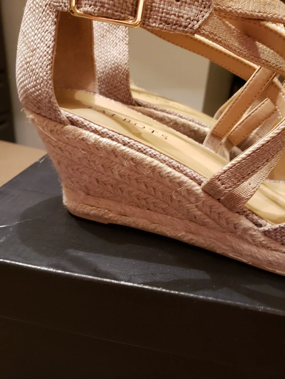 Natural Strappy Wedge Shoes